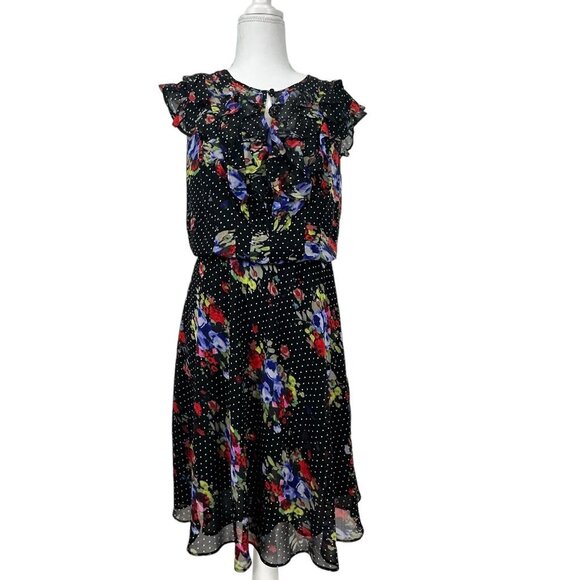 Evan Picone Dresses & Skirts - Evan Picone Romantic Polka Dot and Floral Ruffle Sleeveless Flowey Dress (8)